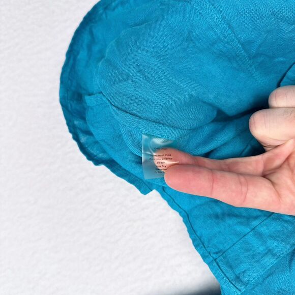 Talbots Linen Top Size 6 Blue Button Front Summer Thin Knit Beach 3/4 Sleeves - Picture 5 of 9